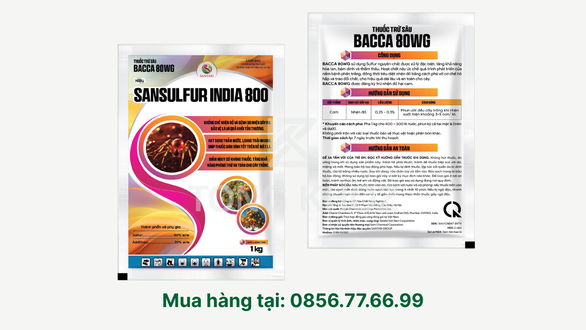Thông tin thuốc trừ sâu BACCA 80WG – Hiệu SANSULFUR INDIA 800