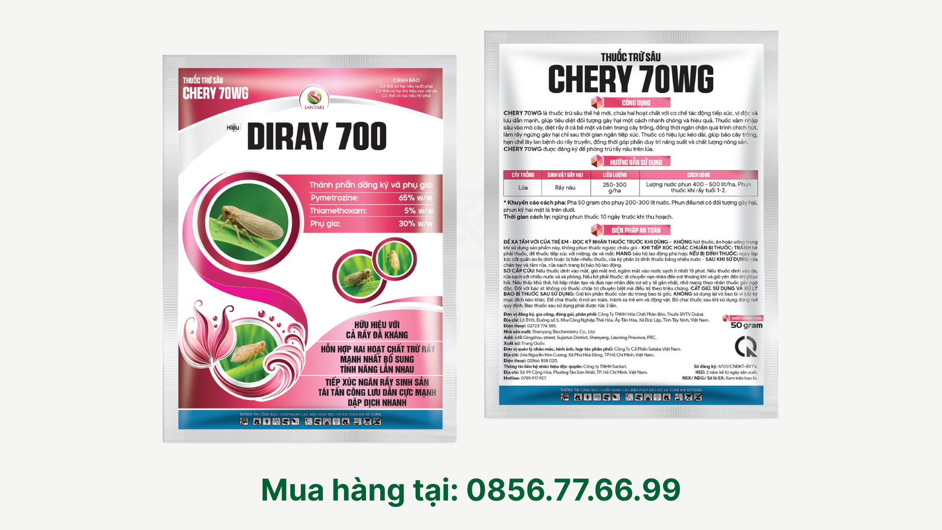 Thông tin Thuốc trừ sâu CHERY 70WG Hiệu DIRAY 700