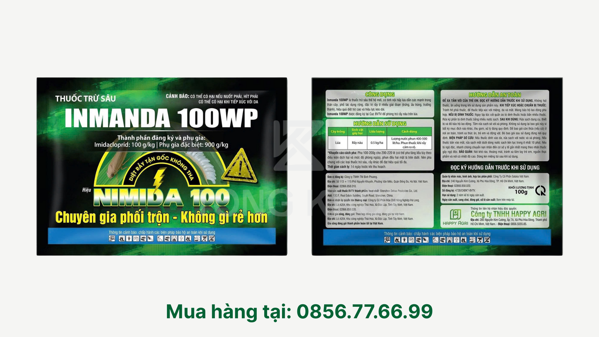 Thông tin thuốc trừ sâu INMANDA 100WP Hiệu NIMIDA 100