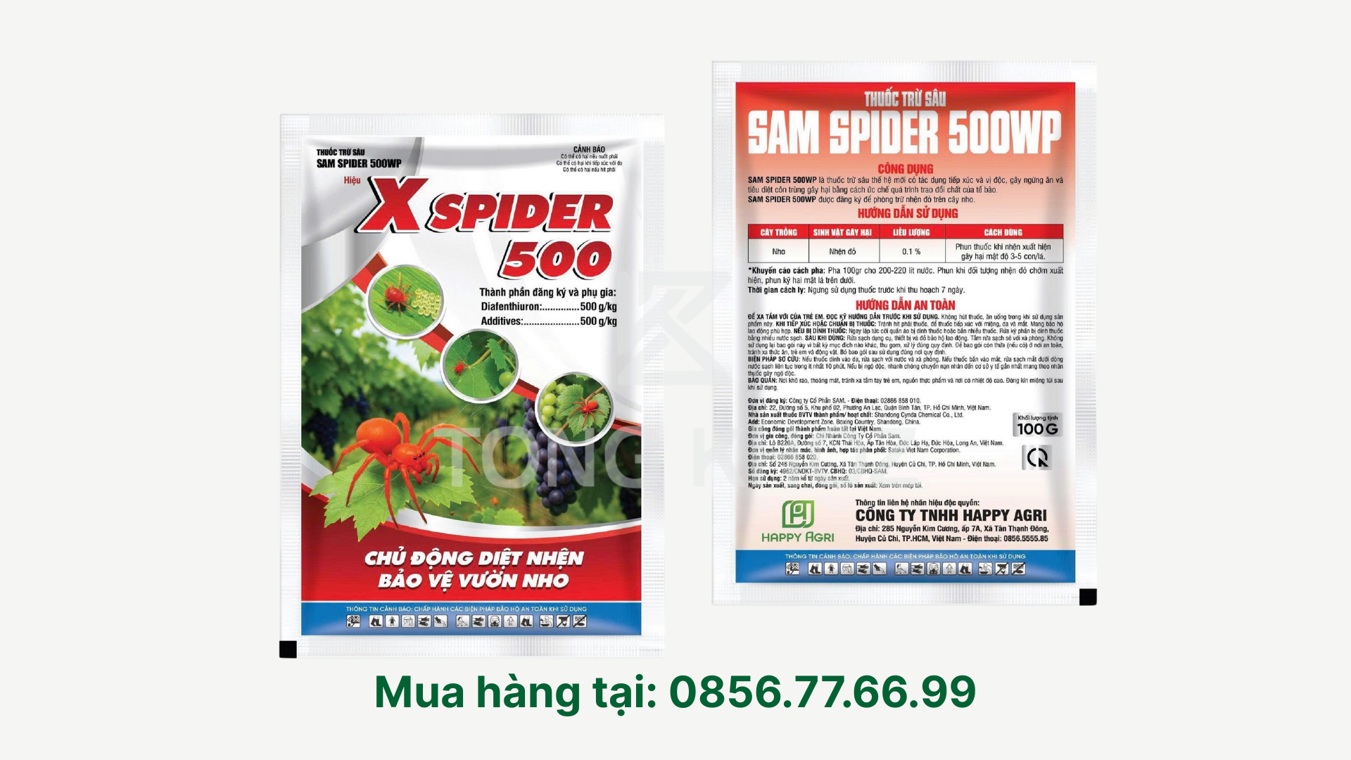 Thông tin Thuốc trừ sâu SAM SPIDER 500WP hiệu X-SPIDER 500