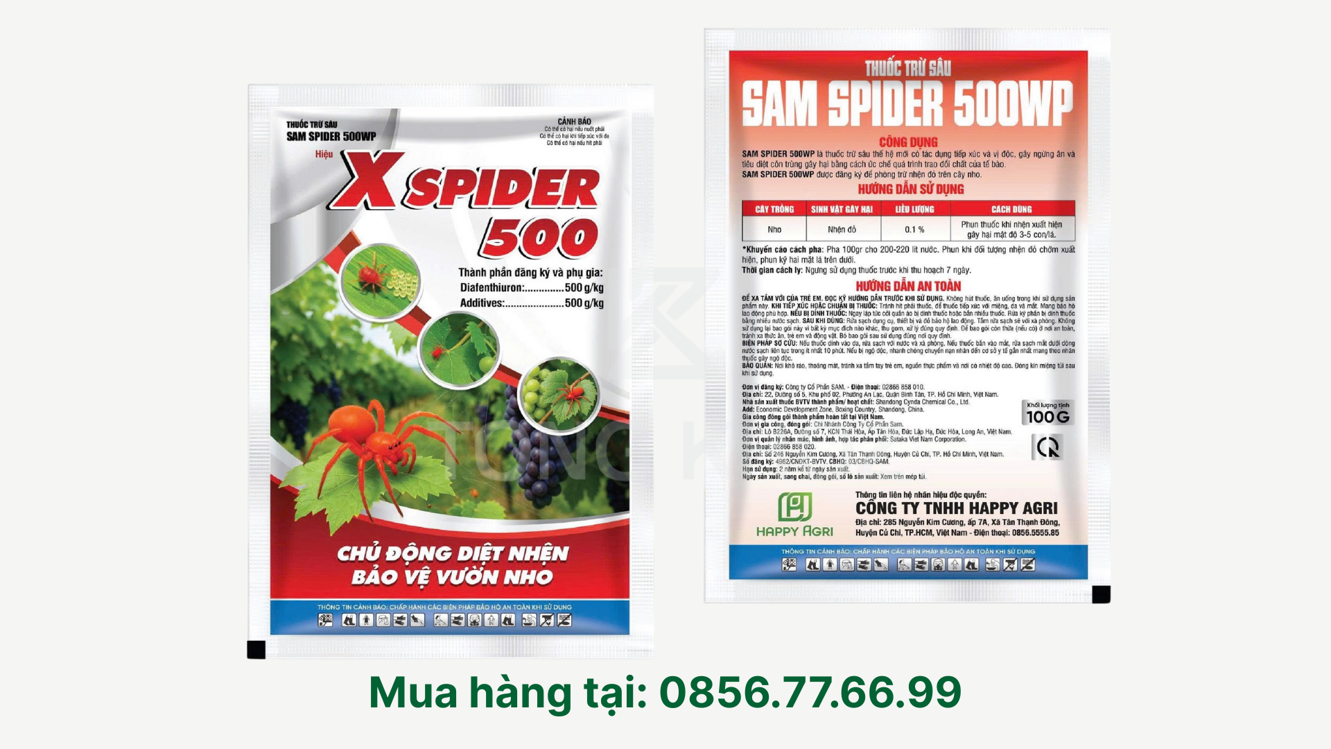 Thông tin Thuốc trừ sâu SAM SPIDER 500WP Hiệu X SPIDER 500
