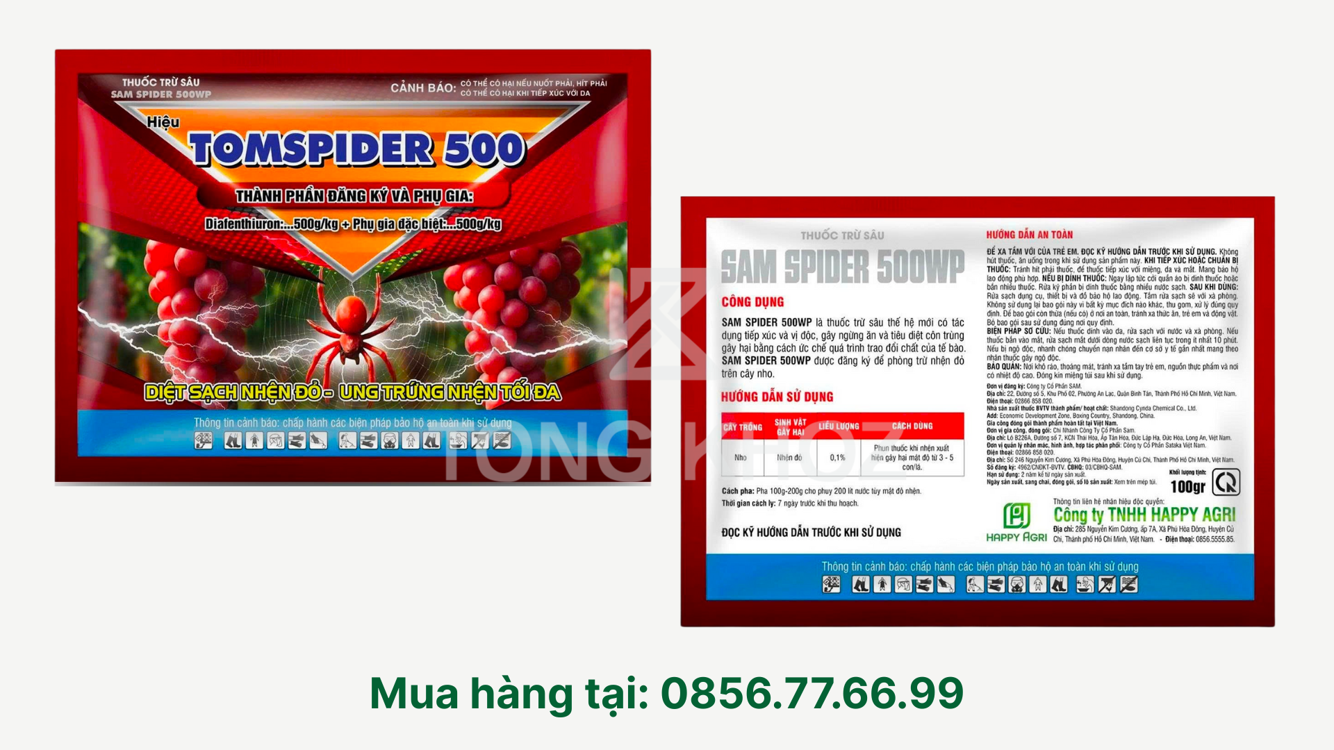 Thông tin Thuốc trừ sâu TOMSPIDER 500WP hiệu SAM SPIDER 500WP