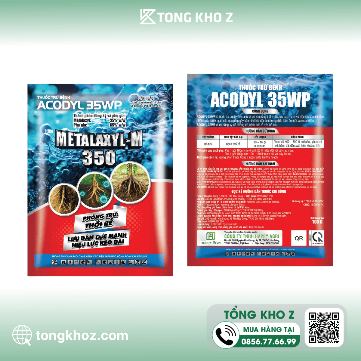 THUỐC TRỪ BỆNH ACODYL 35WP HIỆU METALAXYL-M 350