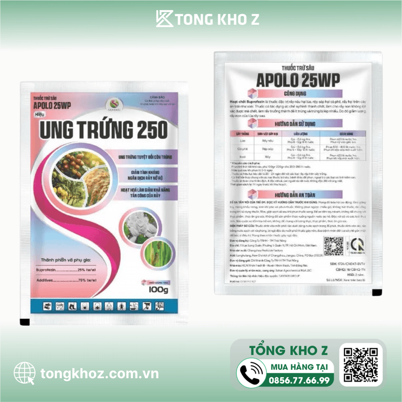 THUỐC TRỪ SÂU APOLO 25WP HIỆU UNG TRỨNG 250