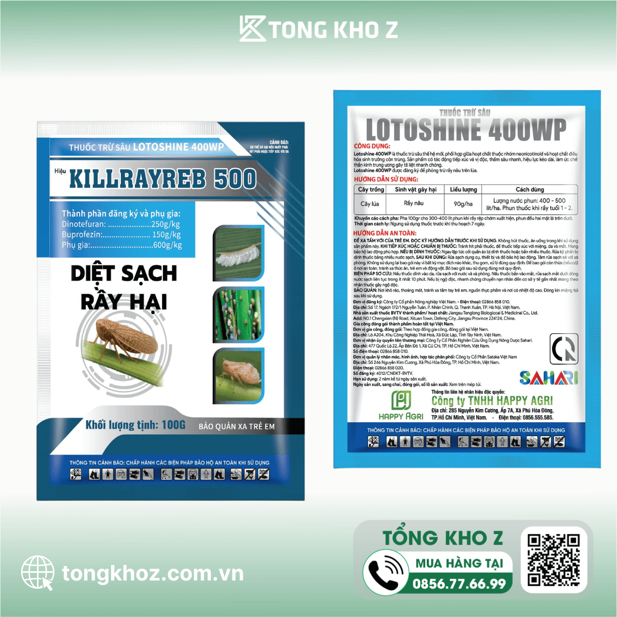 THUỐC TRỪ SÂU LOTOSHINE 400WP HIỆU KILLRAYREB 500