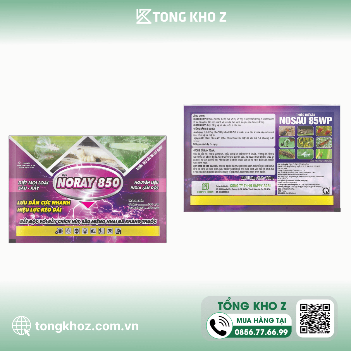 THUỐC TRỪ SÂU NOSAU 85WP HIỆU NORAY 850
