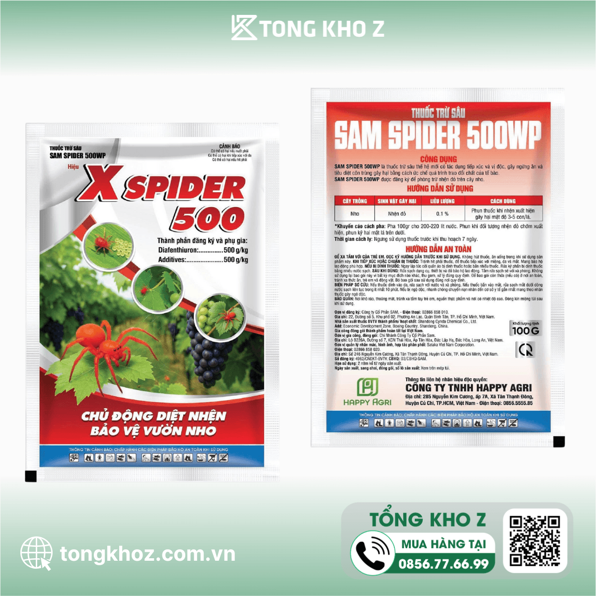 THUỐC TRỪ SÂU SAM SPIDER 500WP HIỆU X-SPIDER 500