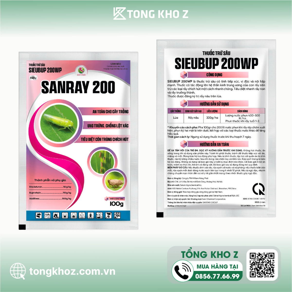 THUỐC TRỪ SÂU SIEUBUP 200WP HIỆU SANRAY 200