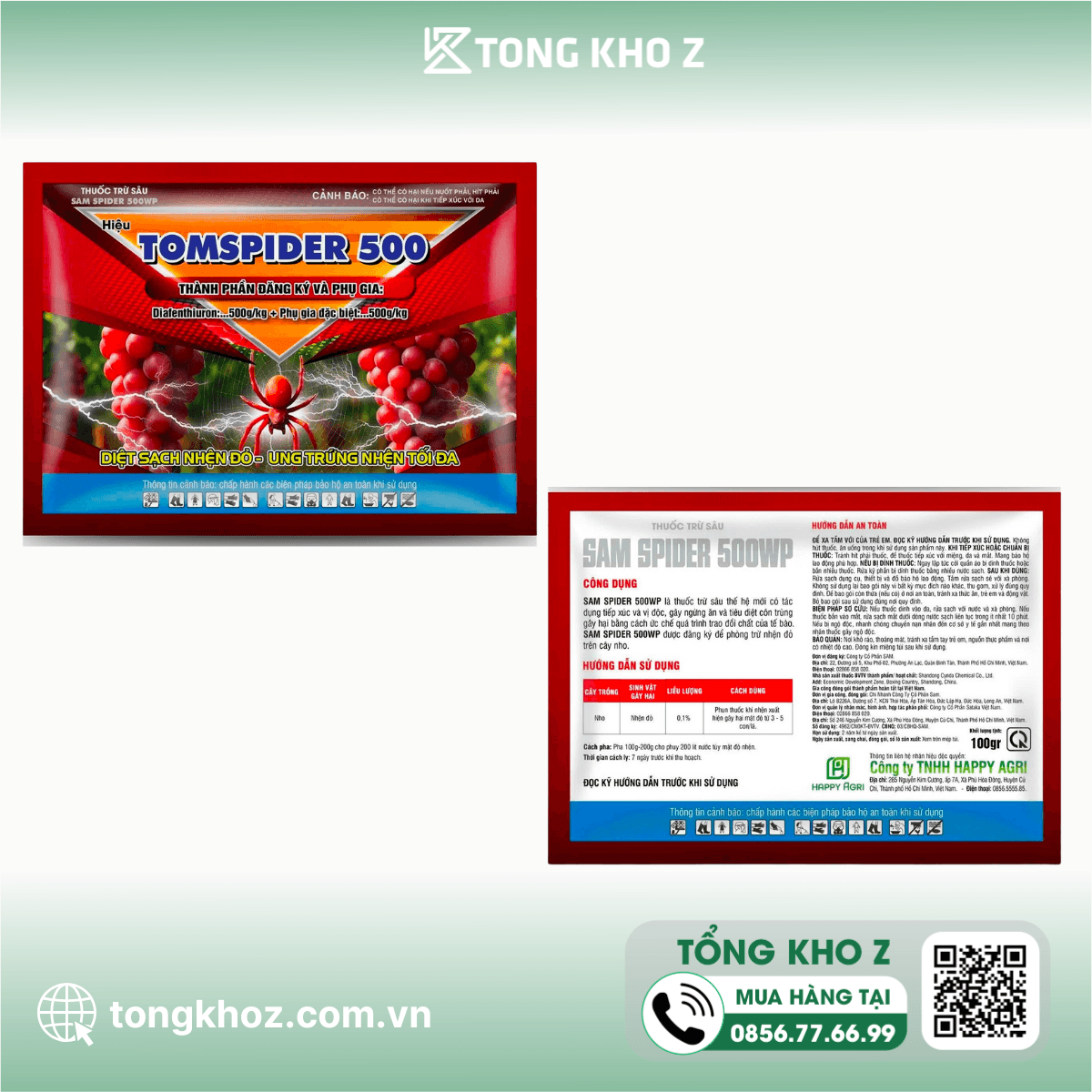 THUỐC TRỪ SÂU SAM SPIDER 500WP HIỆU TOMSPIDER 500