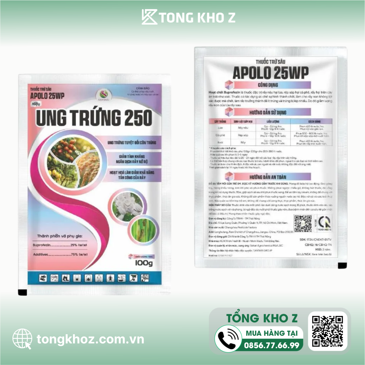 thuoc-tru-sau-apolo-25wp-hieu-ung-trung-250 Thuốc trừ sâu APOLO 25WP hiệu UNG TRỨNG 250